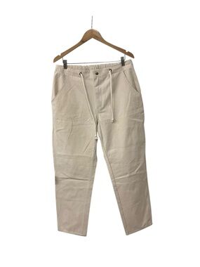 FINERY LA Pants Joggers Men's Beige Cream Drawstring Heavy Cotton Made USA 36